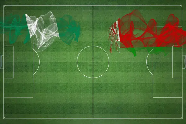Nigeria Weißrussland Fußballspiel Nationalfarben Nationalflaggen Fußballplatz Fußballspiel Wettbewerbskonzept Kopierraum — Stockfoto