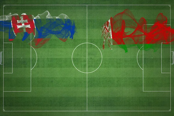 スロバキアVsベラルーシサッカーマッチ ナショナルカラー サッカー場 サッカーゲーム 競争の概念 コピースペース — ストック写真