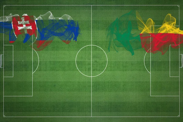 スロバキアVsベニンサッカーマッチ ナショナルカラー サッカー場 サッカーゲーム 競争の概念 コピースペース — ストック写真