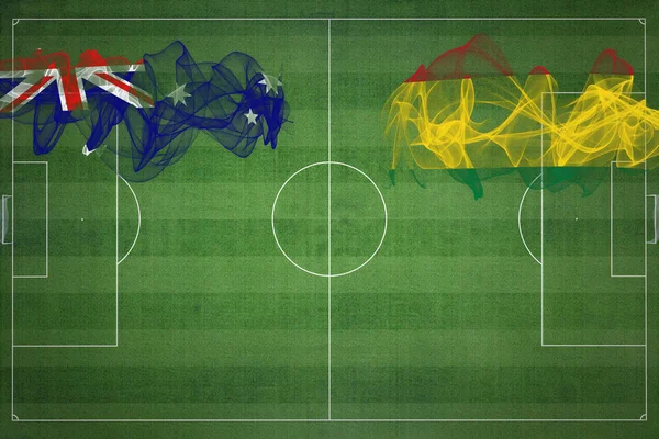Australia Boliwia Mecz Piłki Nożnej Kolory Narodowe Flagi Narodowe Boisko — Zdjęcie stockowe