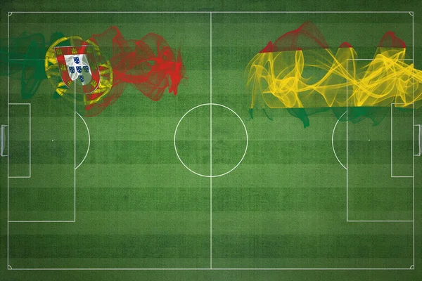 ポルトガルVsボリビアサッカーマッチ ナショナルカラー サッカー場 サッカーゲーム 競技コンセプト コピースペース — ストック写真