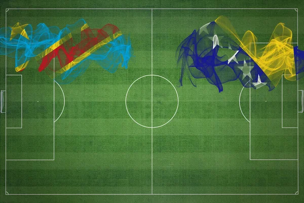 República Democrática Congo Bósnia Herzegovina Soccer Match Cores Nacionais Bandeiras — Fotografia de Stock