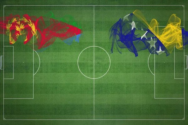 Erytrea Bośnia Hercegowina Mecz Piłki Nożnej Kolory Narodowe Flagi Narodowe — Zdjęcie stockowe