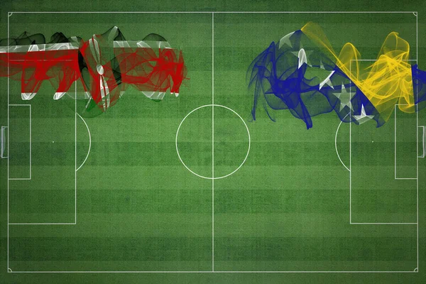 Quênia Bósnia Herzegovina Soccer Match Cores Nacionais Bandeiras Nacionais Campo — Fotografia de Stock