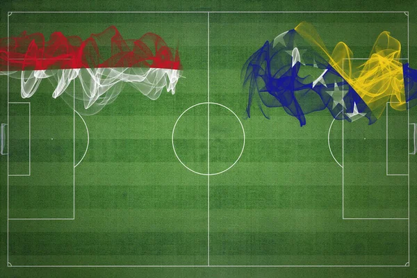 Monaco Bósnia Herzegovina Soccer Match Cores Nacionais Bandeiras Nacionais Campo — Fotografia de Stock