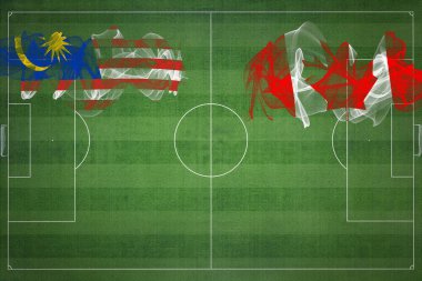 Malezya - Kanada Futbol Maçı, ulusal renkler, ulusal bayraklar, futbol sahası, futbol maçı, yarışma konsepti, kopyalama alanı