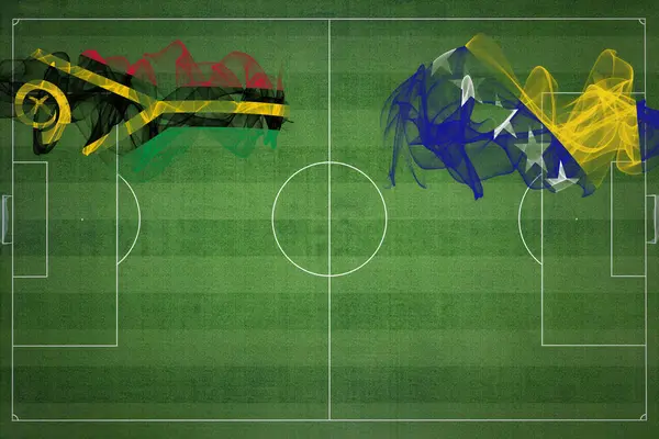 Vanuatu Bosnia Herzegovina Partido Fútbol Colores Nacionales Banderas Nacionales Campo —  Fotos de Stock