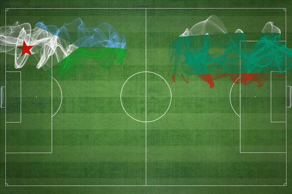 Джибути Болгария Футбольный Матч Национальные Цвета Национальные Флаги Футбольное Поле — стоковое фото