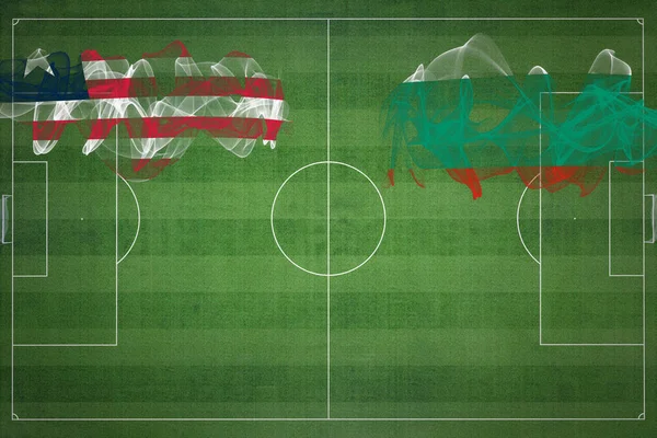Ліберія Проти Болгарії Футбольний Матч Національні Кольори Національні Прапори Футбольне — стокове фото