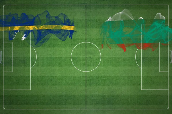 ナウルVsブルガリアサッカーマッチ ナショナルカラー サッカー場 サッカーゲーム 競技コンセプト コピースペース — ストック写真