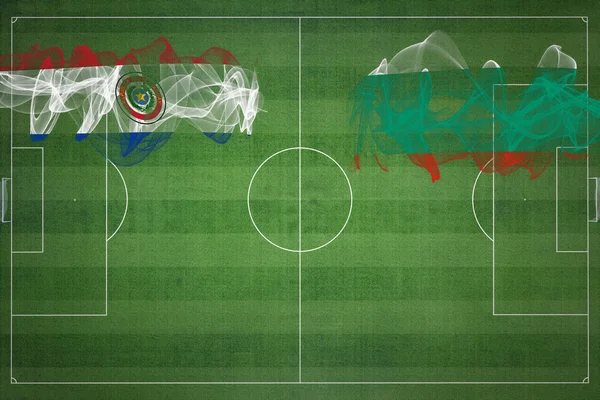 Paraguay Karşı Bulgaristan Futbol Maçı Ulusal Renkler Ulusal Bayraklar Futbol — Stok fotoğraf