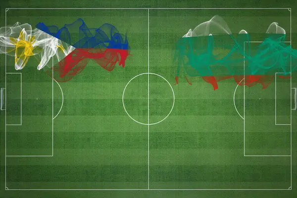 Filippine Bulgaria Partita Calcio Colori Nazionali Bandiere Nazionali Campo Calcio — Foto Stock