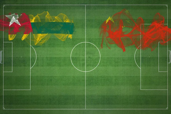 Togo China Soccer Match Colori Nazionali Bandiere Nazionali Campo Calcio — Foto Stock
