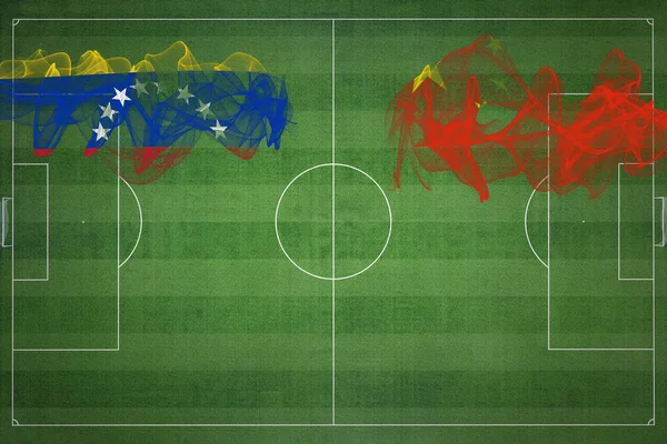 Venezuela China Soccer Match Colores Nacionales Banderas Nacionales Campo Fútbol —  Fotos de Stock
