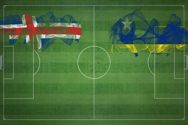 Islandia Curazao Partido Fútbol Colores Nacionales Banderas Nacionales Campo Fútbol —  Fotos de Stock