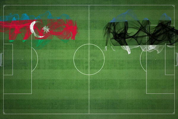Ázerbájdžán Estonsko Soccer Match Národní Barvy Národní Vlajky Fotbalové Hřiště — Stock fotografie