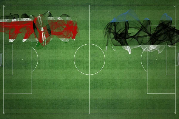 ケニアVsエストニアサッカーマッチ ナショナルカラー サッカー場 サッカーゲーム 競技コンセプト コピースペース — ストック写真