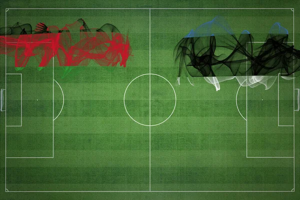 マラウィVsエストニアサッカーマッチ ナショナルカラー サッカー場 サッカーゲーム 競技コンセプト コピースペース — ストック写真