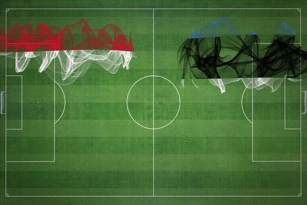 Monaco Estonia Soccer Match Colori Nazionali Bandiere Nazionali Campo Calcio — Foto Stock