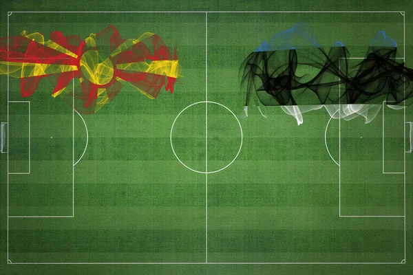 Macedonia Północna Estonia Mecz Piłki Nożnej Kolory Narodowe Flagi Narodowe — Zdjęcie stockowe