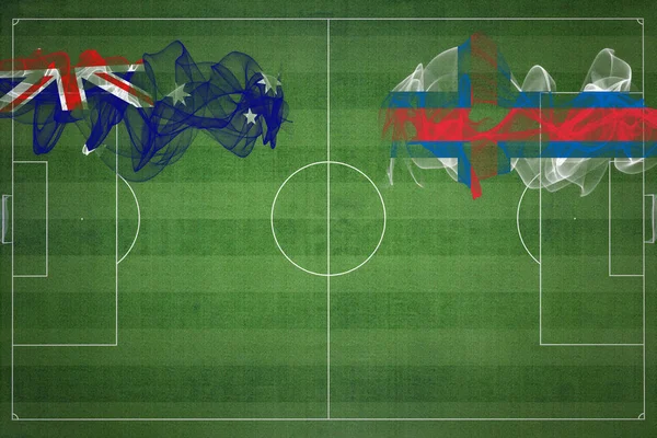 Austrália Ilhas Faroé Soccer Match Cores Nacionais Bandeiras Nacionais Campo — Fotografia de Stock