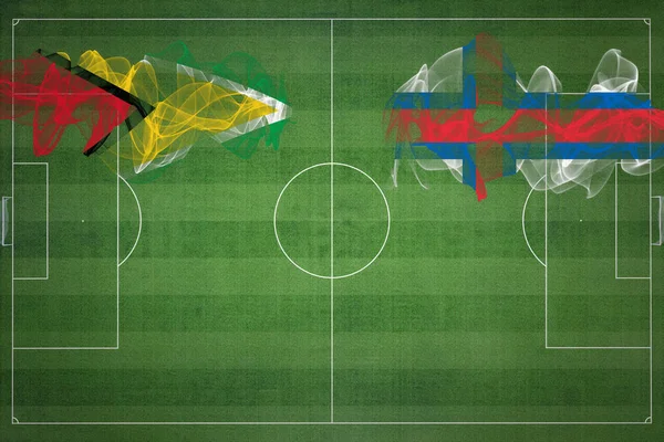 Guyana Faroe Adaları Futbol Maçı Ulusal Renkler Ulusal Bayraklar Futbol — Stok fotoğraf