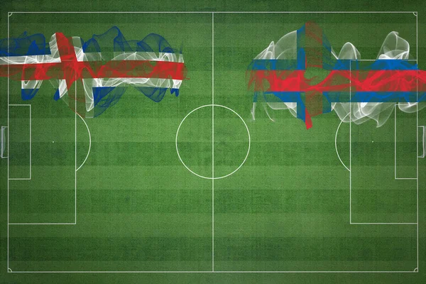 Islandia Wyspy Owcze Mecz Piłki Nożnej Kolory Narodowe Flagi Narodowe — Zdjęcie stockowe