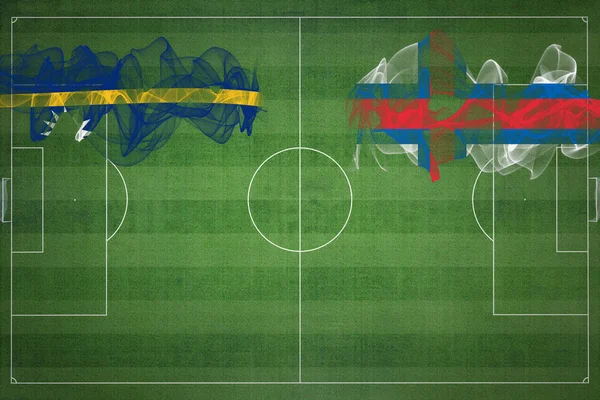 Nauru Faroe Islands Soccer Match Cores Nacionais Bandeiras Nacionais Campo — Fotografia de Stock