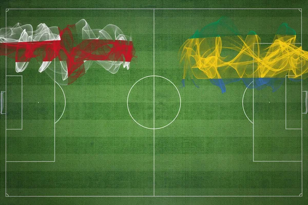 England Gabon Soccer Match Národní Barvy Národní Vlajky Fotbalové Hřiště — Stock fotografie