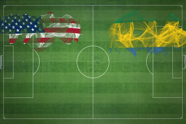 United States Gabon Soccer Match National Colour National Flags Football — стокове фото