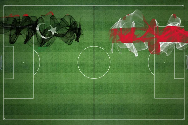 Λιβύη Εναντίον Γεωργίας Ποδόσφαιρο Αγώνα Εθνικά Χρώματα Εθνικές Σημαίες Γήπεδο — Φωτογραφία Αρχείου