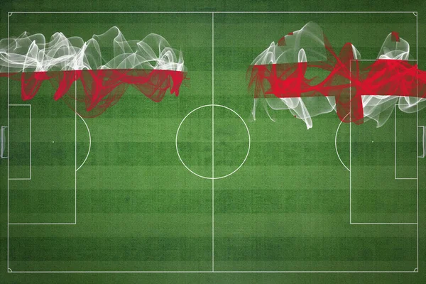 Polonia Georgia Soccer Match Colores Nacionales Banderas Nacionales Campo Fútbol — Foto de Stock
