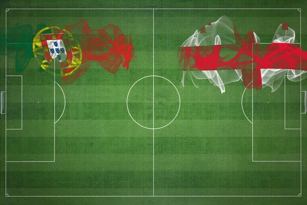 Portugalsko Georgia Soccer Match Národní Barvy Národní Vlajky Fotbalové Hřiště — Stock fotografie