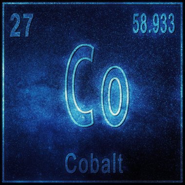 Cobalt chemical element, Sign with atomic number and atomic weight, Periodic Table Element clipart