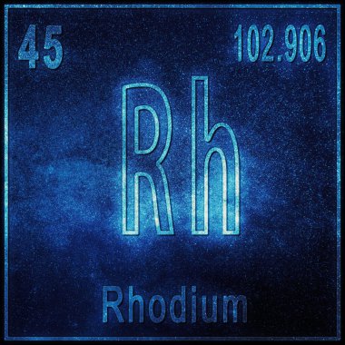 Rodyum kimyasal element, atom numarası ve atom ağırlığı ile imzala, Periyodik Tablo Elementi