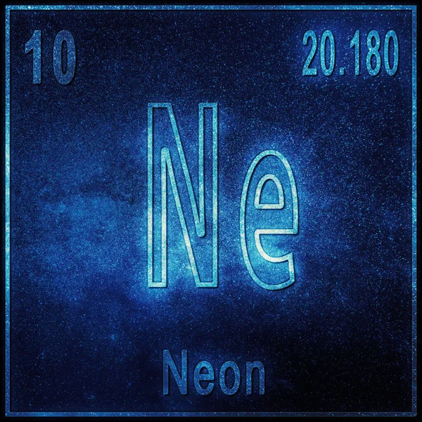 Neonowy Pierwiastek Chemiczny Znak Liczbą Atomową Masą Atomową Pierwiastek Tabeli — Zdjęcie stockowe