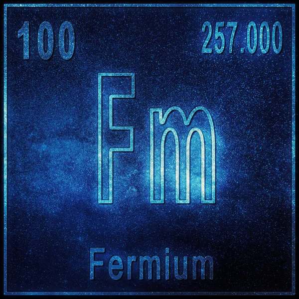 Element Chimic Fermiu Semn Număr Atomic Greutate Atomică Element Tabel — Fotografie, imagine de stoc