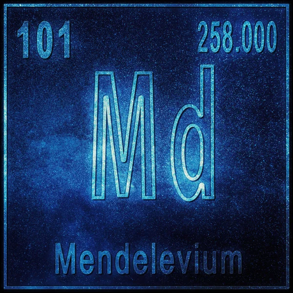 멘델레븀 Mendelevium 번호와 원자량 주기율표의 — 스톡 사진