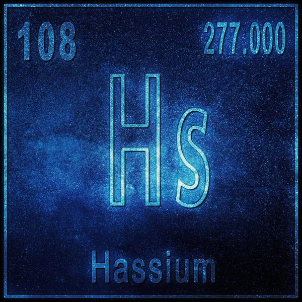 Chassium Chemisches Element Zeichen Mit Ordnungszahl Und Atomgewicht Periodensystem Element — Stockfoto
