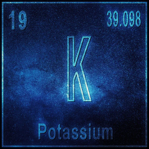 Kaliumchemisches Element Zeichen Mit Ordnungszahl Und Atomgewicht Periodensystem — Stockfoto