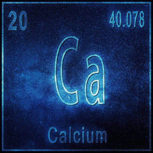 钙化学元素 具有原子序数和原子量的符号 周期表元素 — 图库照片