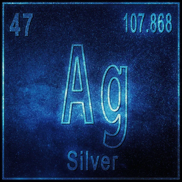 Silver chemical element, Sign with atomic number and atomic weight, Periodic Table Element