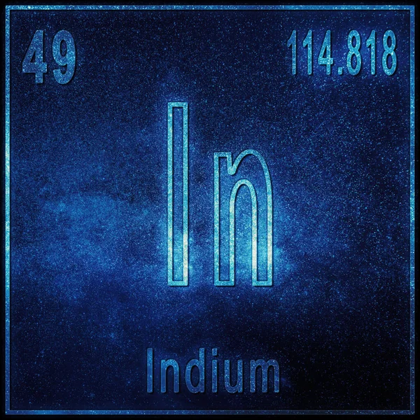 Indium Chemisches Element Zeichen Mit Ordnungszahl Und Atomgewicht Periodensystem Element — Stockfoto