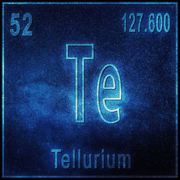 Tellurium化学元素 具有原子序数和原子量的符号 周期表元素 — 图库照片