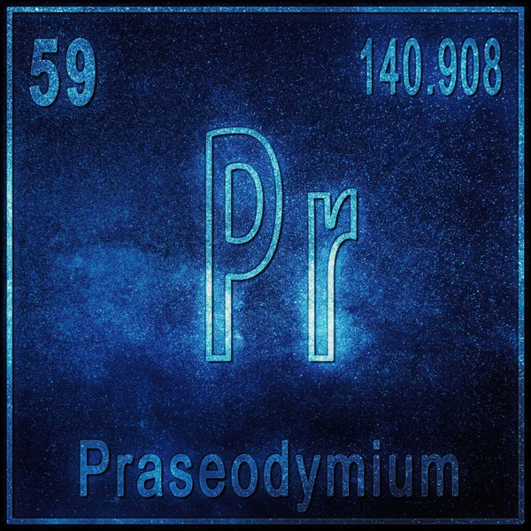 Elemento Químico Praseodimio Signo Con Número Atómico Peso Atómico Elemento — Foto de Stock