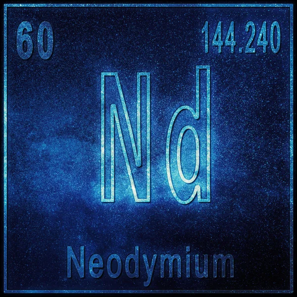 Neodymium Chemical Element Sign Atomic Number Atomic Weight Periodic Table — Stock Photo, Image