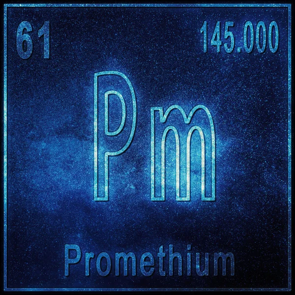 Promethium Chemisches Element Zeichen Mit Ordnungszahl Und Atomgewicht Periodensystem Element — Stockfoto