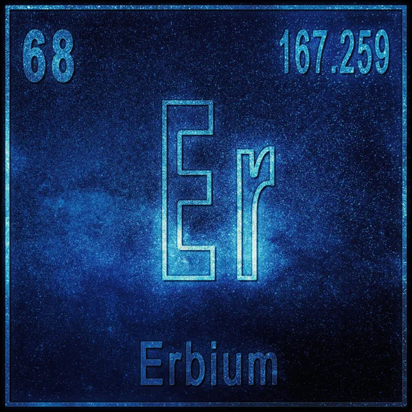 Ербій Хімічний Елемент Знак Атомним Числом Атомною Вагою Періодична Таблиця — стокове фото