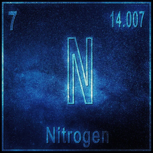 Nitrogén Kémiai Elem Jelzés Atomszámmal Atomtömeggel Periódusos Táblázat Elem — Stock Fotó