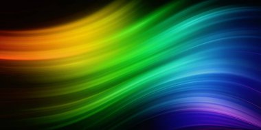 Siyah arkaplan üzerinde soyut renkli dalga çizgileri, Yumuşak Renkli Dalga, soyut arkaplan